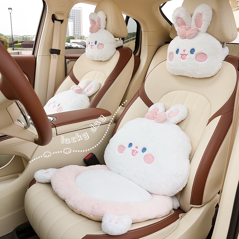 Cute Cartoon Car Cushion Winter Plush Warm Embroidered Car Cushion Net Red Goddess Car Seat Cushion 