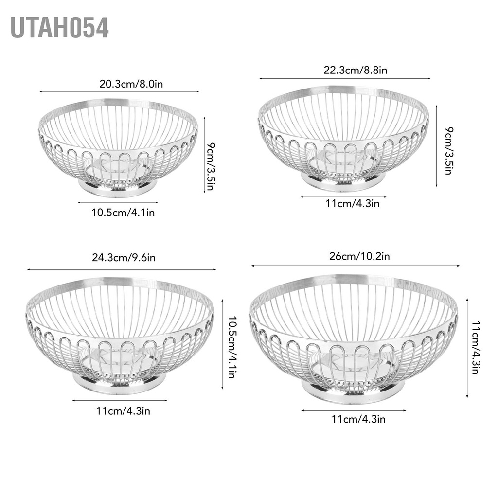 Utah054 Giỏ trái cây bằng thép không gỉ Gương trang trí đa năng được đánh bóng Bát công suất lớn cho phòng khách