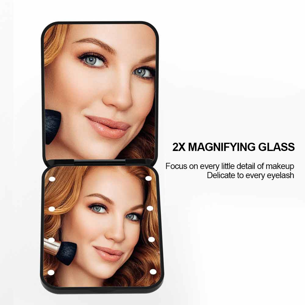 Mini Portable LED Makeup Mirror Foldable Lighting Makeup Flip Beauty Makeup Mirror Travel