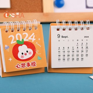 [LSHA] 2024 Dễ Thương Nhỏ Tươi Lịch Để Bàn Máy Tính Để Bàn Kế Hoạch Notepad Cuộn Dây Lịch Sách Văn Phòng Đồ Dùng Học Tập MỚI