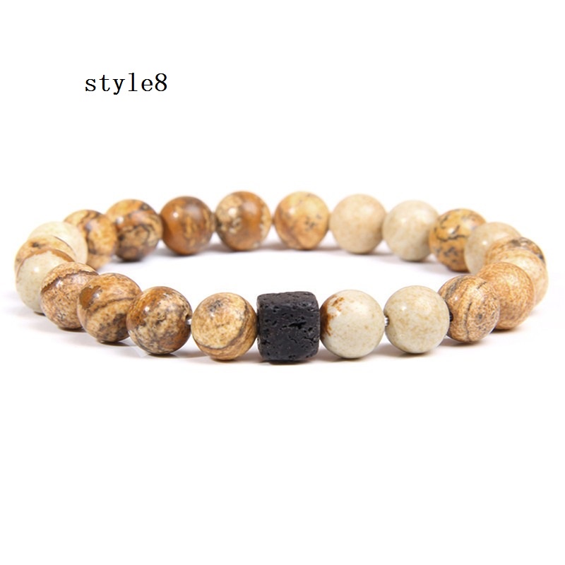 Vòng Tay Chuỗi Hạt Đá Núi Lửa Đơn Giản Cho Cặp Đôi