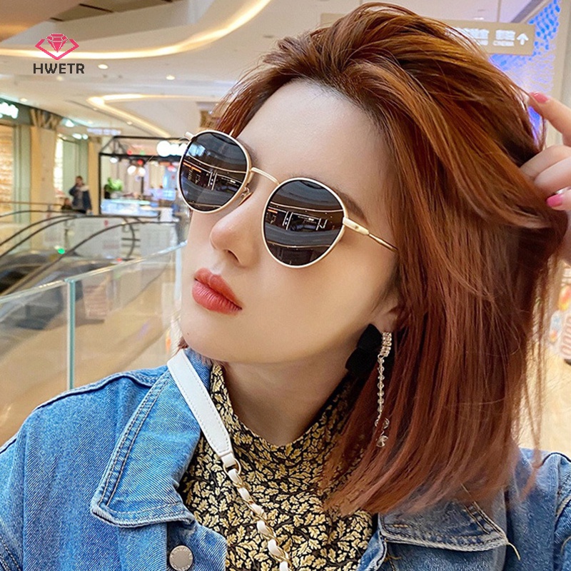 Hwtr Kính Mát Gọng oval Nhỏ Nhẹ Chống Tia Bức Xạ Phong Cách Âu Mỹ Cho Nữ Mới