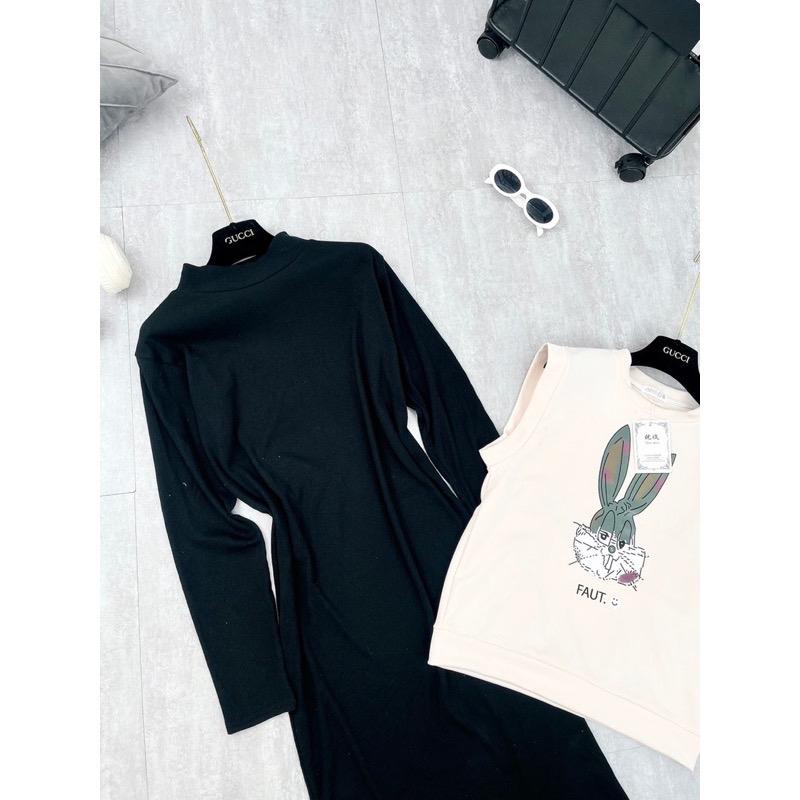 Set váy  bầu len thun + gile giữ nhiệt trẻ trung năng động hottrend thu đông mới