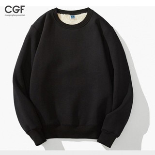  CGF Áo Sweater Cổ Tròn Lót Nhung Dày Dặn Giữ Nhiệt 