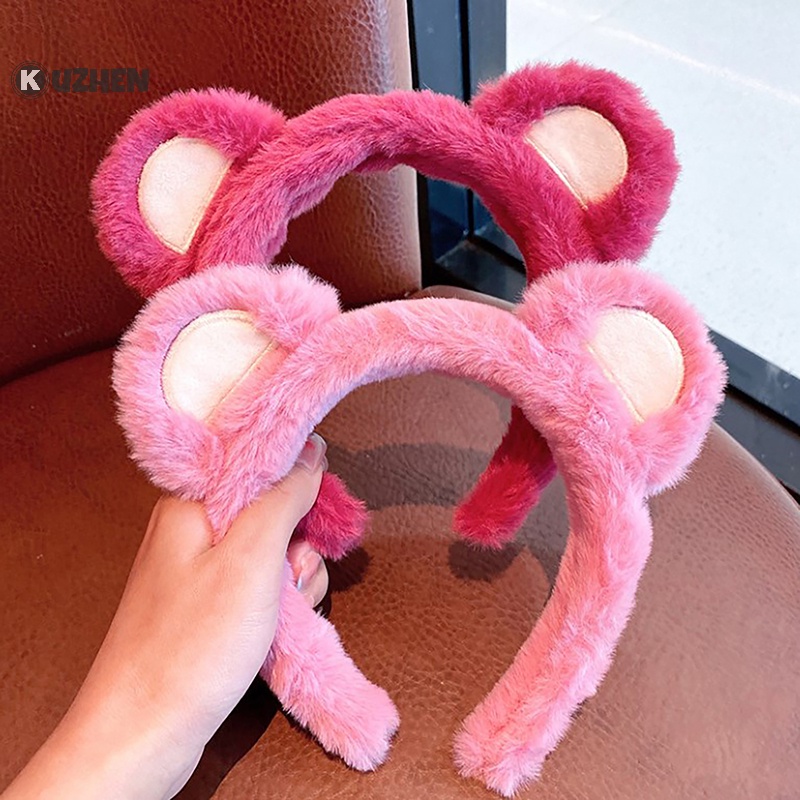 Kuzhen Băng Đô Cài Tóc Rửa Mặt Phủ Lông Chống Trượt Dòng lotso Dâu Tây Gấu disney Đáng Yêu Làm Quà Tặng Cho Bé Gái