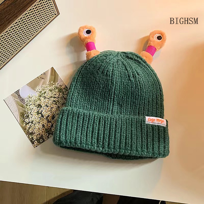 Bighsm 1 Mũ Len beanie Dệt Kim Hình Đôi Mắt Quái Vật Hoạt Hình Có Đèn led Phát Sáng Dành Cho Nữ skk
