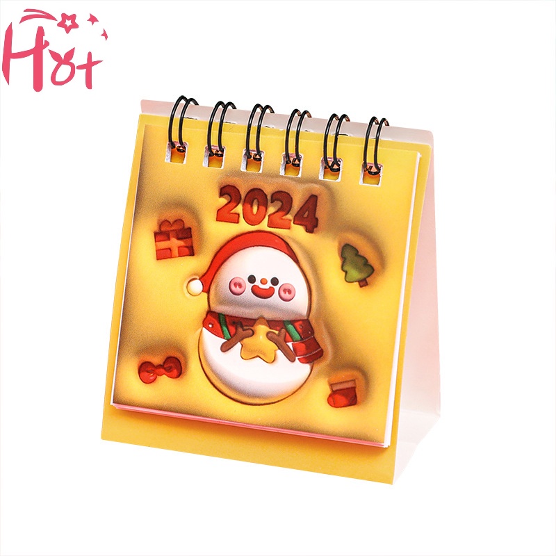 Lịch Để Bàn mini Họa Tiết Hoạt Hình 3d Dễ Thương jr 2024 christmas mini jr 2024