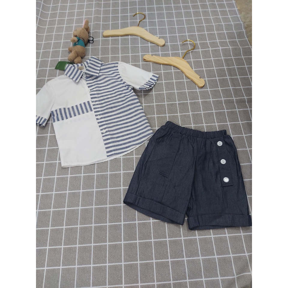 Sét bộ bé trai sơ mi sọc 005