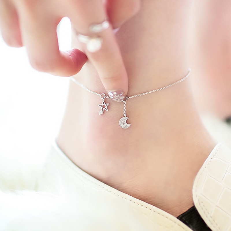 Thời Trang Lắc Chân Hình Ngôi Sao / Mặt Trăng Đính Đá zircon