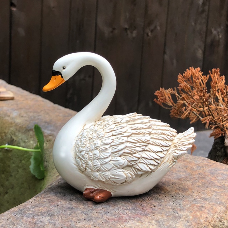 Tượng Vịt Con mini Màu Trắng Dùng Trang Trí Tiểu Cảnh Sân Vườn