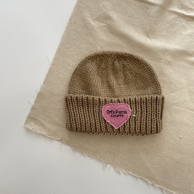 Mũ Dệt Kim Co Giãn Ghép Nối Tai Trái Tim Ấm Áp Dễ Thương Có Thể Gập Lại Cho Bé Trai Và Bé Gái
