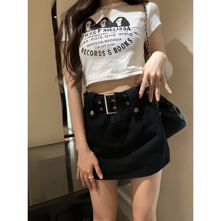 Chân Váy denim Chữ a Lưng Cao Màu Cà Phê Phong Cách retro Thời Trang Mùa Hè Quyến Rũ Dành Cho Nữ