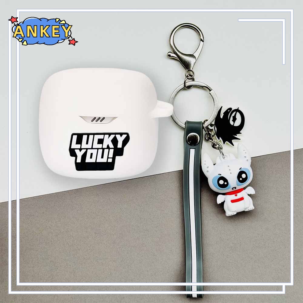 For JBL Club Pro+ / Tour Plus / Pro 2 Earphone Silicone Case Cute Dragon Earbuds Soft Protective Headphone Cover Headset Skin with Pendant