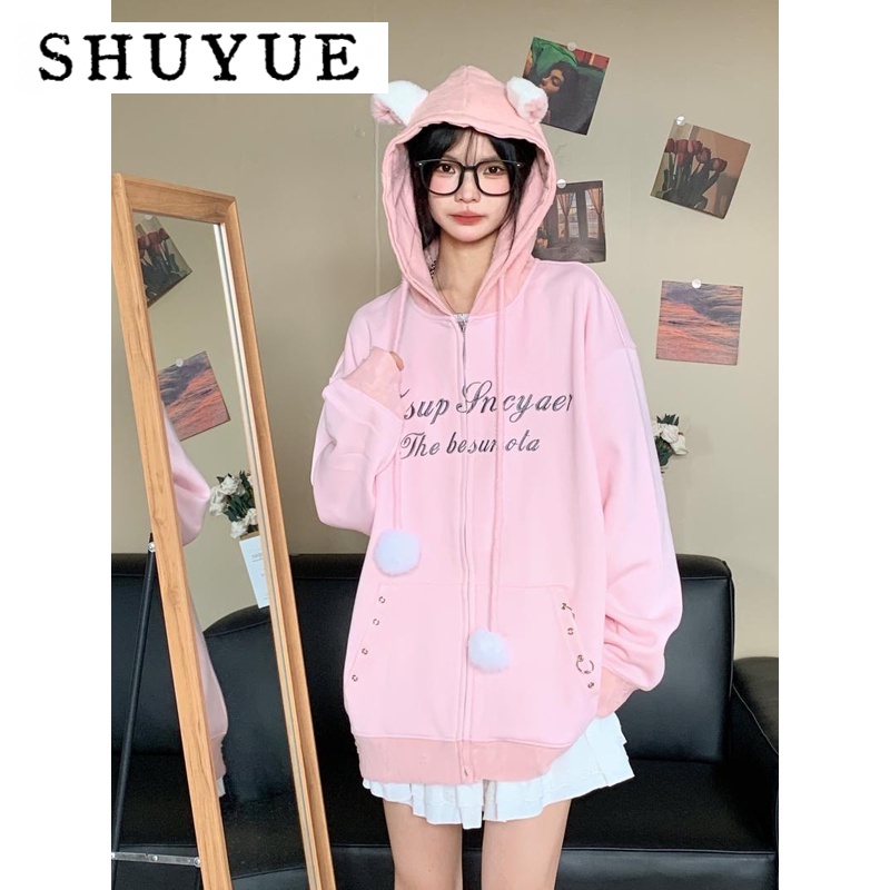 SHUYUE Áo Khoác hoodie áo khoác nữ zip hoodie casual cổ xưa Thanh lịch fashionable WWY23936PV 48Z231129