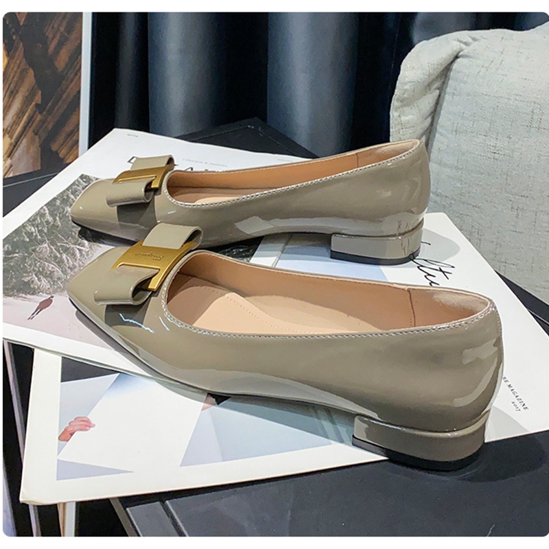 Giày Búp Bê Gót Thấp 2.5cm Mũi Vuông Bằng Cói Thời Trang Cho Nữ