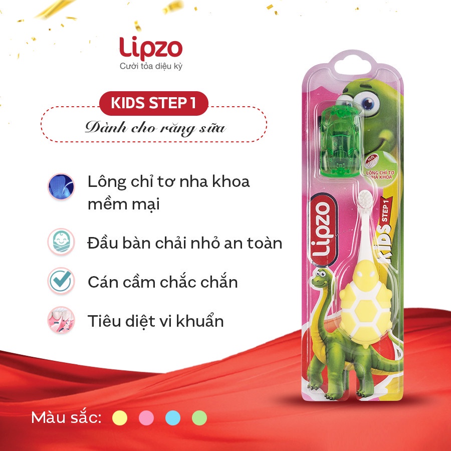 CHÍNH HÃNG Bàn Chải Đánh Răng LIPZO Kids Step1 Cao Cấp Công Nghệ Chỉ Tơ