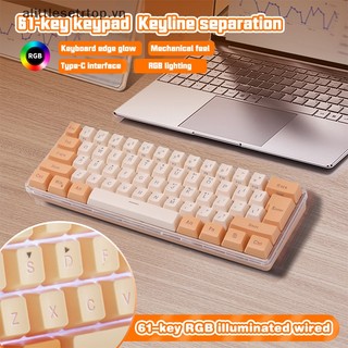 Bàn phím cơ gaming 61 phím có dây im lặng dùng cho máy tính / laptop
