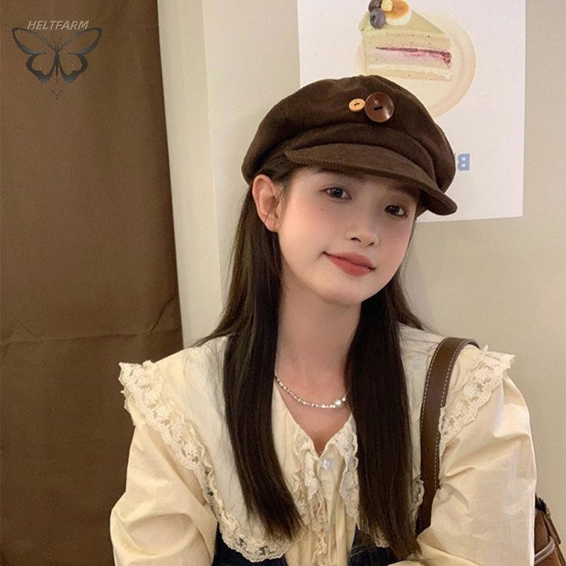 Vàng Thu Đông Nữ Mũ Nồi Nữ Retro Boinas Mũ Nồi Mũ Nữ Mũ Bonnets Mũ Dành Cho Nữ Hình Bát Giác Newsboy