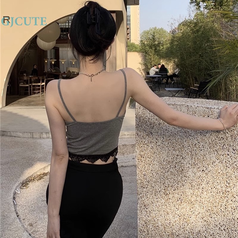 Áo Hai Dây Phối Ren Dáng Ôm In Họa Tiết retro Thời Trang Mùa Hè Quyến Rũ Cho Nữ Wd