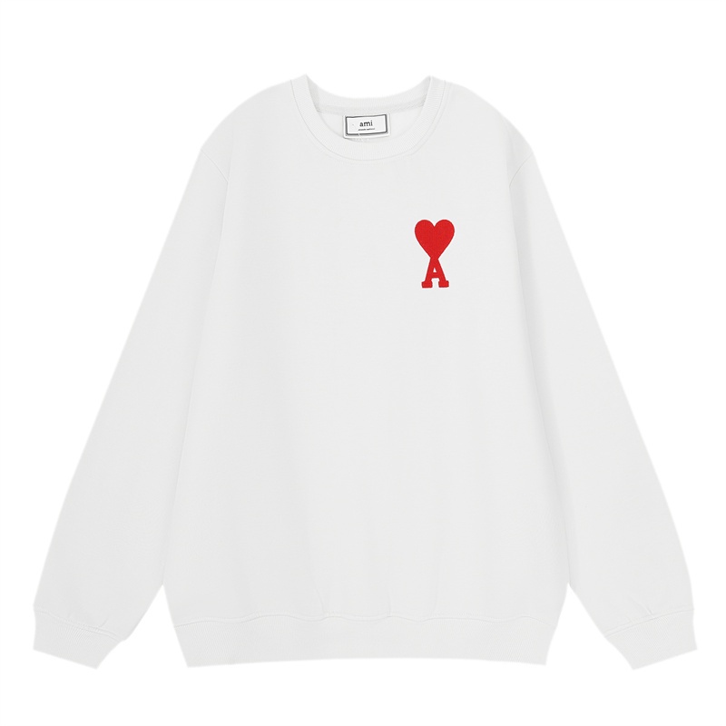 Áo Sweater Cổ Tròn Thêu Hình Trái Tim Đỏ Phong Cách Mỹ a8m8i-autumn Thời Thượng Cho Nam Và Nữ