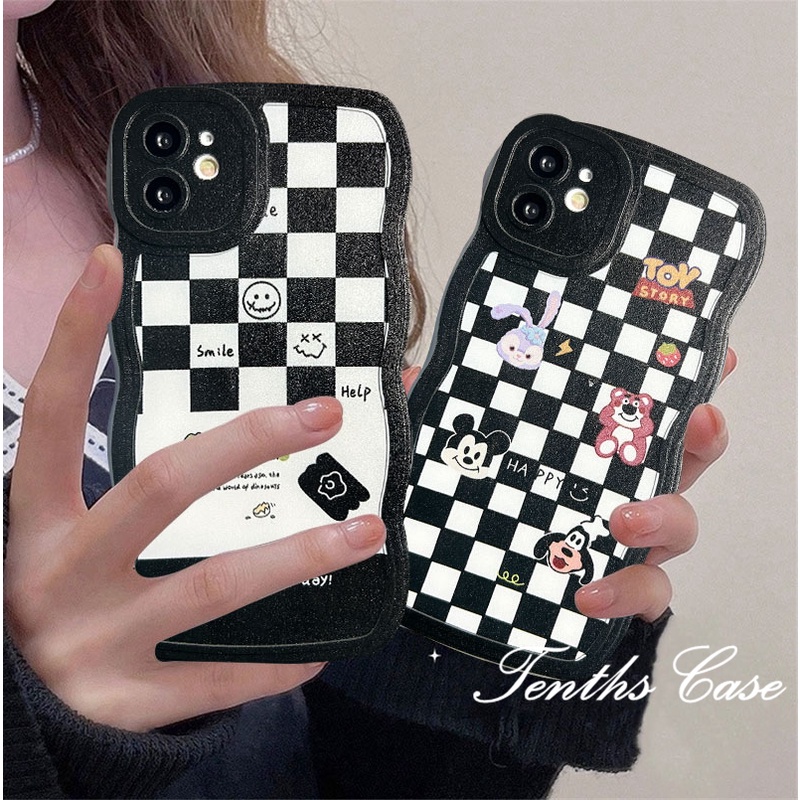 Ốp Điện Thoại Mềm Họa Tiết Ca Rô Trắng Đen Cho iphone 14 13 12 11 pro max x xr xs max 8 7 6 6s plus se 2020