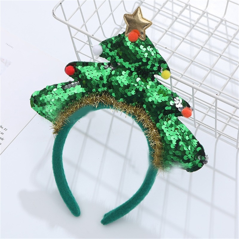 Băng Đô Cài Tóc Hình Cây Thông Noel Đính Kim Tuyến Lấp Lánh Dễ Thương