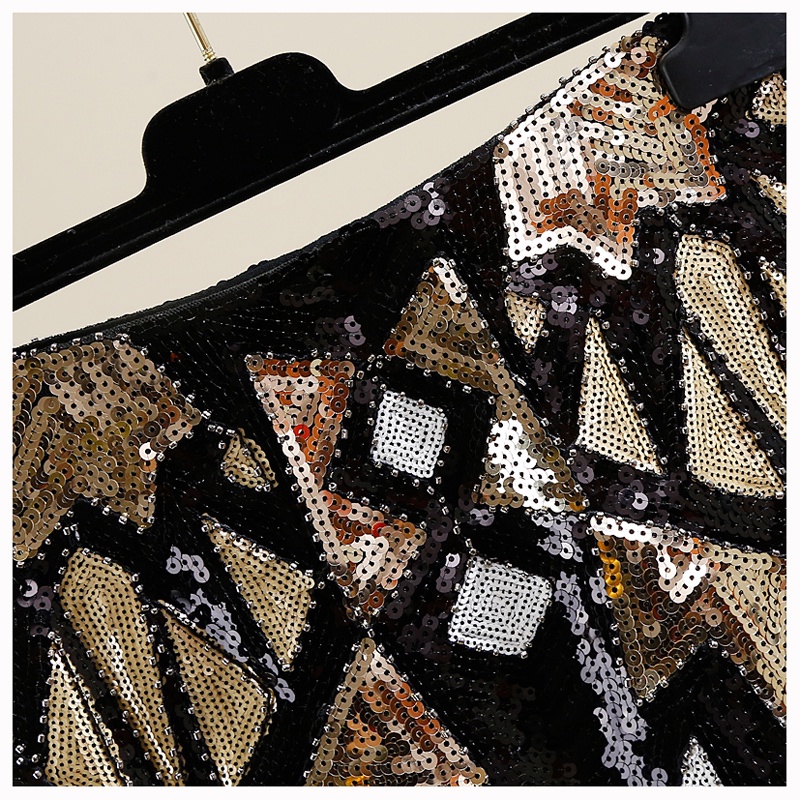 Chân Váy Bút Chì Màu Đen Đính Kim Sa Lưng Cao Tôn Dáng Phong Cách Cổ Điển Thời Trang Cho Nữ 3303