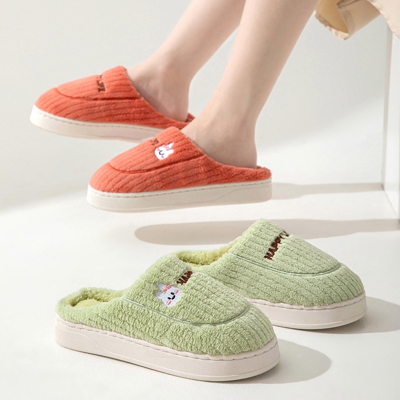 Dép Bông Đế Dày Mềm Mại Thoải Mái Ấm Áp Chống Trượt Dễ Thương Thời Trang Cho Cặp Đôi