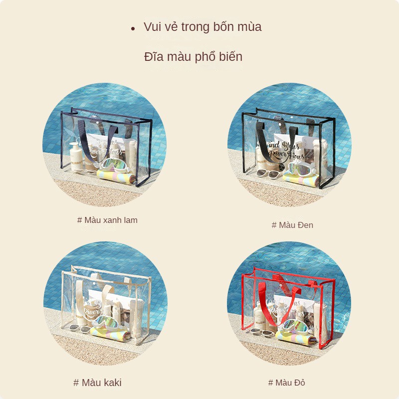 Túi Đựng Đồ Bơi Cầm Tay Bằng pvc Dày Trong Suốt Sức Chứa Lớn Chống Nước Cho Mẹ Bỉm Sữa