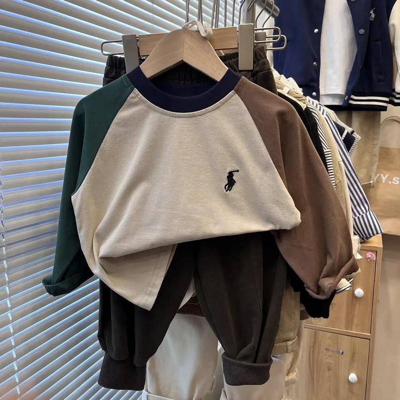 Áo Thun raglan Thêu Họa Tiết Hoạt Hình Phong Cách Hàn Quốc Thời Trang Cho Bé Trai Và Gái