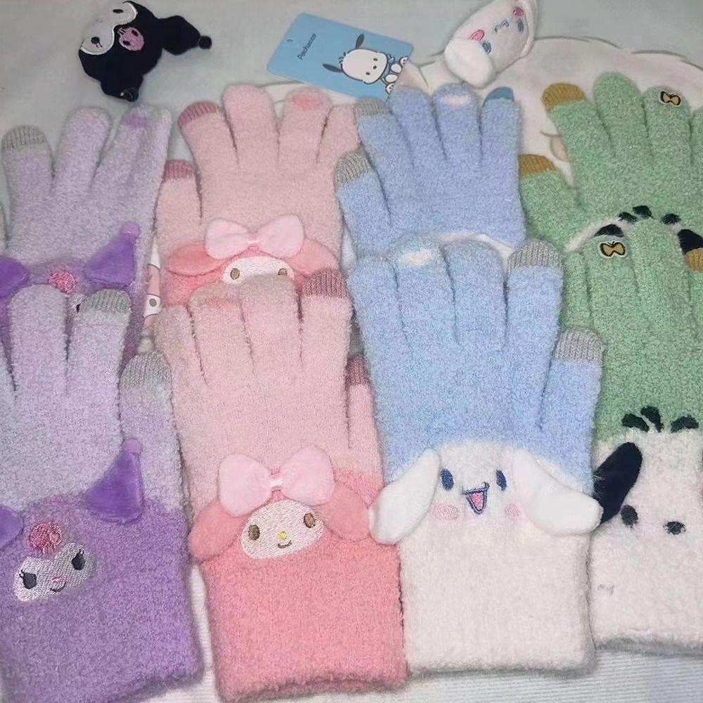 Lucky Găng Tay Trượt Tuyết Năm Ngón Dày Mềm Mại Ấm Áp Chạm Màn Hình Cảm Ứng Hoạt Hình kuromi Dễ Thương Mùa Thu Đông