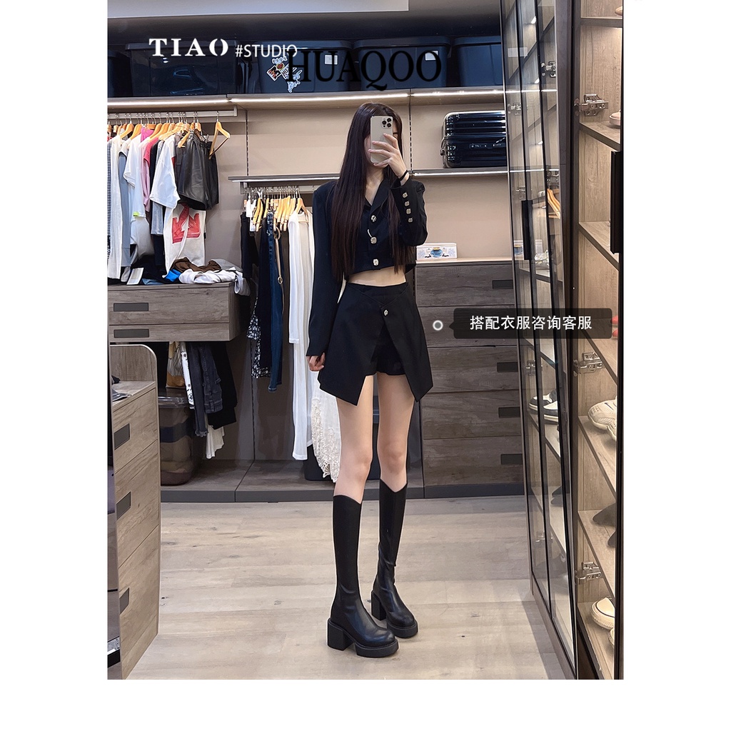 KaBaiQi Giày Bốt dép sandal nữ Mũi Vuông Phong Cách Retro Cá Tính Cho Nữ Thời trang 36Z230907