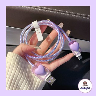 Vỏ Bọc Bảo Vệ Dây Cáp Sạc usb type c Hình Xoắn Ốc Màu Tím