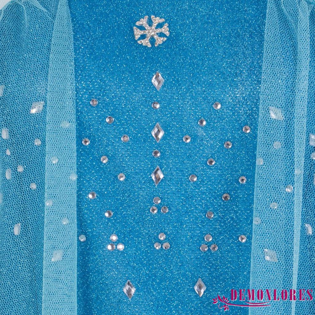 Demonlores Đầm maxi Tay Dài Cổ Tròn Hóa Trang Công Chúa Băng Giá elsa