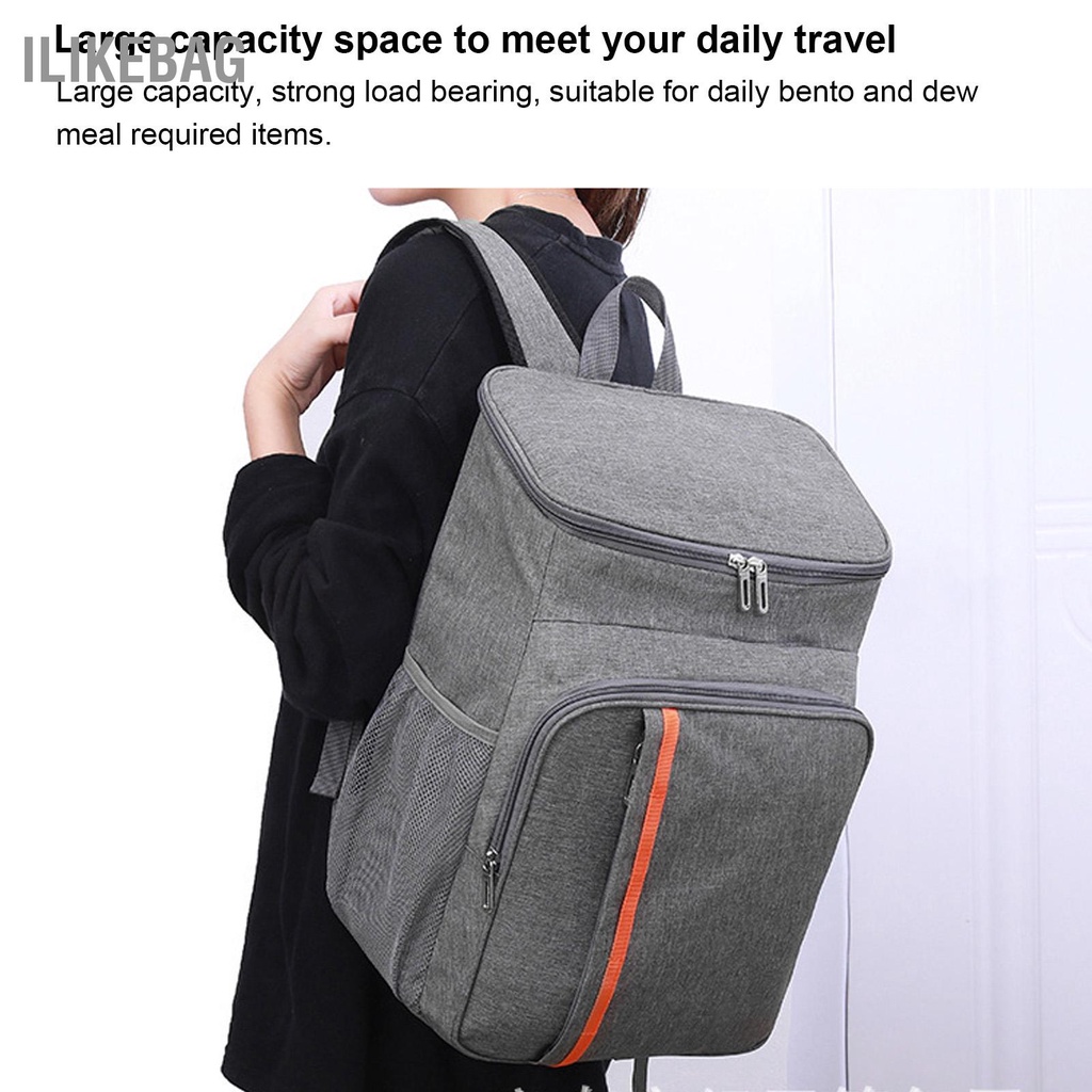 Ilikebag Ba lô giao hàng thực phẩm cách nhiệt bằng vải Oxford và ba làm mát chống rò rỉ PEVA 18L màu xám cho trái cây Đồ uống Hộp cơm trưa