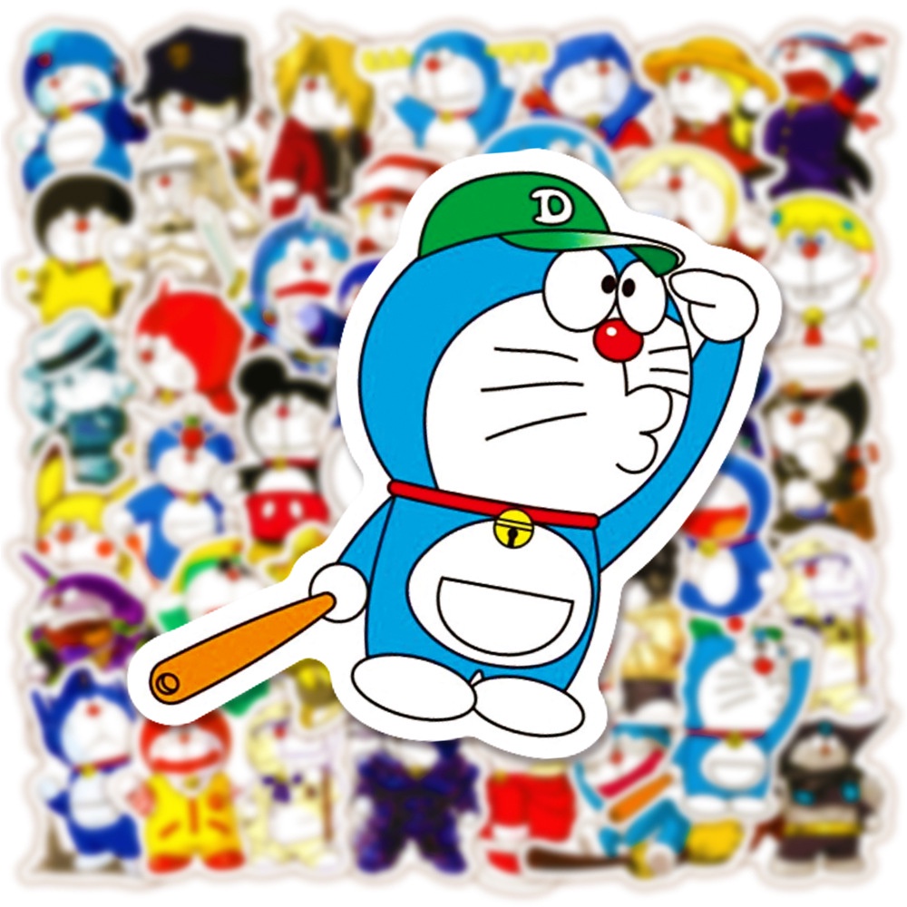 Bộ 50 Miếng Dán Trang Trí Mũ Bảo Hiểm Hình doraemon Chống Thấm Nước