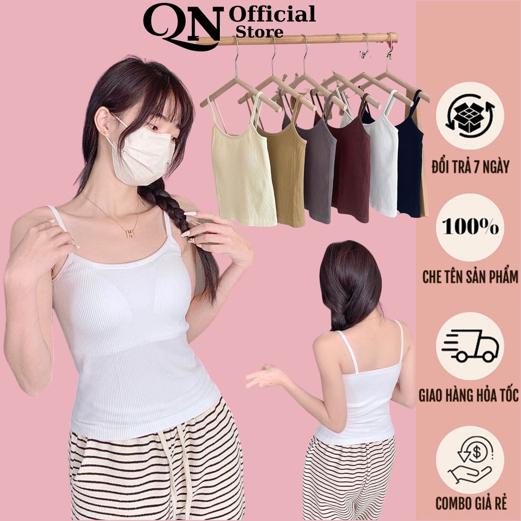 Áo Bra Nữ 2 Dây Thun Nữ Cao Cấp Vải Cotton Co Dãn Thoáng Mát Có Mút Mỏng CLOVER - 6081