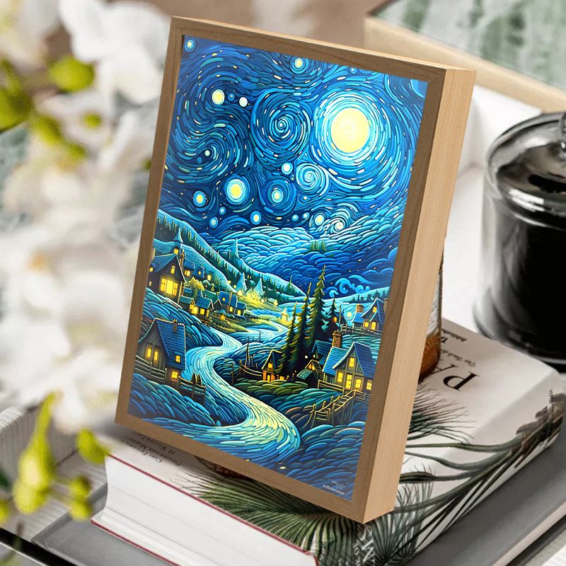 Tranh Sơn Dầu van gogh Phát Sáng Trong Đêm Dùng Để Trang Trí Phòng Khách