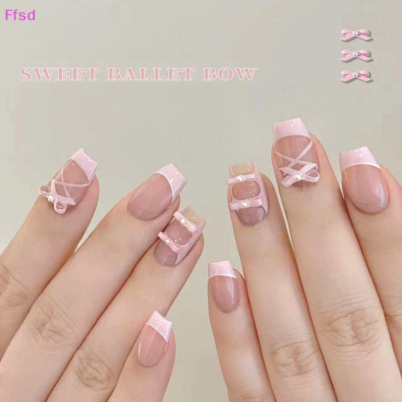 Luimo Set 10 Phụ Kiện Trang Trí Móng Tay Nghệ Thuật Múa Ba Lê Nơ Hợp Kim Lụa 3d Màu Hồng Đáng Yêu * Hàng Bán Chạy