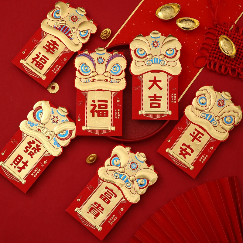 Bộ 6 Bao Lì Xì Đỏ Hoạt Hình 3d Dành Cho Năm Mới 2024 Trang Trí Tết