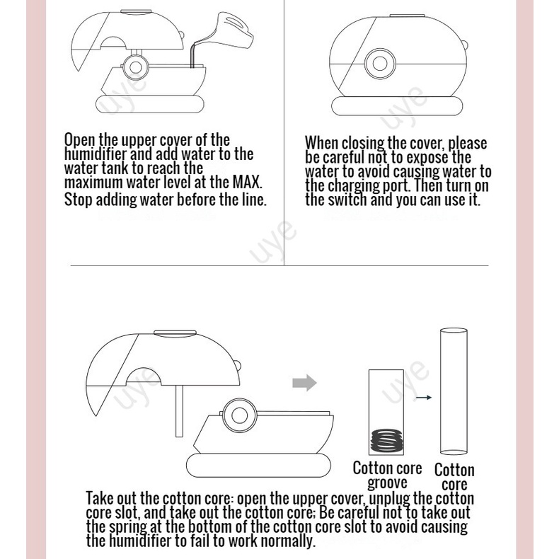 Máy Phun Sương Tạo Ẩm Không Dây Hình Gấu Và Dâu Tây Dễ Thương