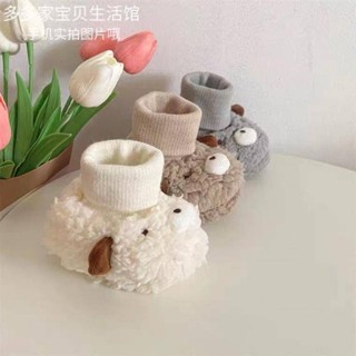  Giày cotton Lót Lông Cừu Tự Nhiên Mềm Mại Dày Dặn Màu Xanh Lá Giữ Ấm Mùa Thu Đông Cho Bé 0-1 Tuổi 3-6 - 12 Tháng Tuổi 