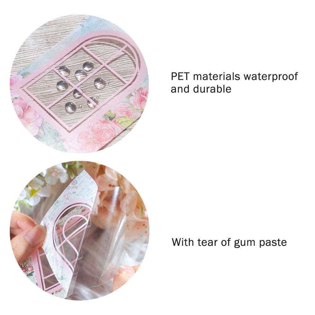 Set 40 Nhãn Dán pet Trong Suốt 4 Phong Cách vintage Trang Trí Sổ Tay diy