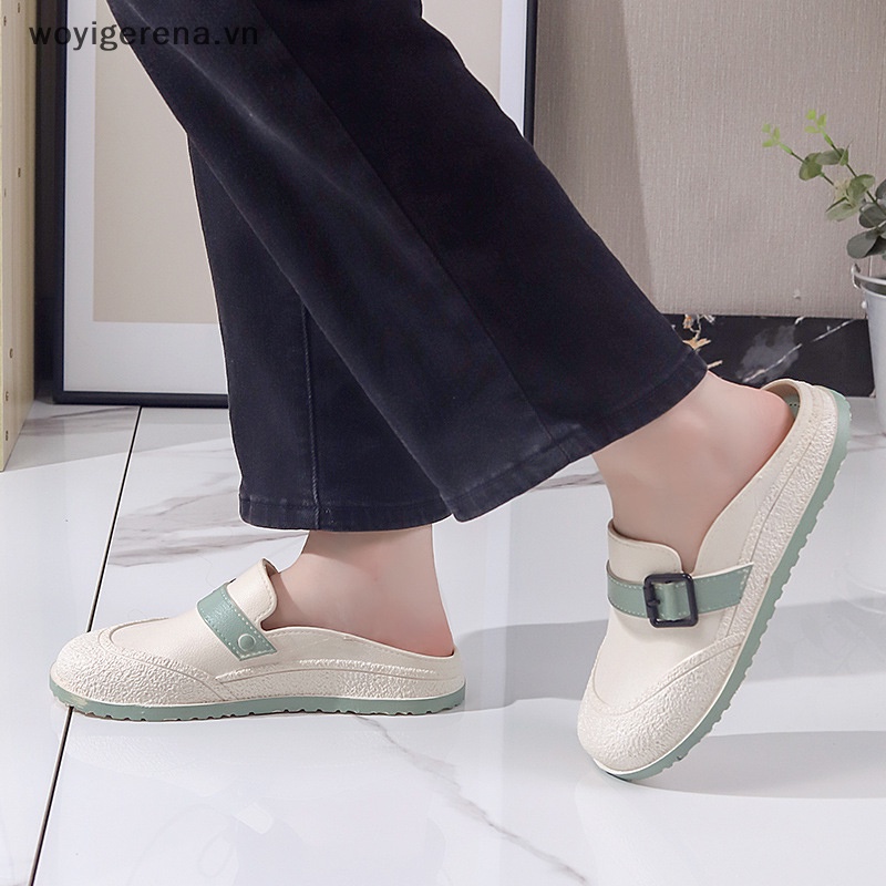 Dép Mũi Tròn Chống Trượt Thời Trang retro Cho Nữ