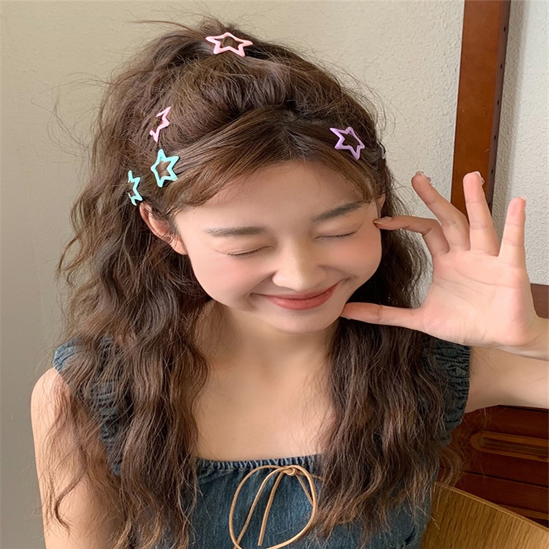 Kẹp Tóc Hình Ngôi Sao Năm Cánh Bằng Hợp Kim Màu Sắc Đơn