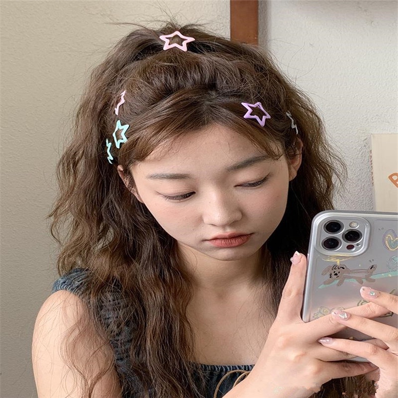 Kẹp Tóc Hình Ngôi Sao Năm Cánh Bằng Hợp Kim Màu Sắc Đơn
