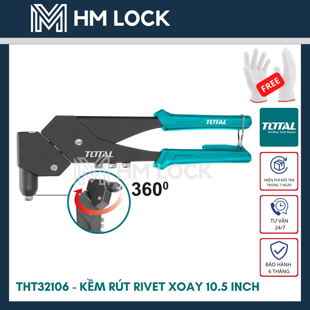 KỀM RÚT TÁN ĐINH RIVE XOAY 360 ĐỘ TOTAL - HÀNG CHÍNH HÃNG - THT32106 - HM LOCK