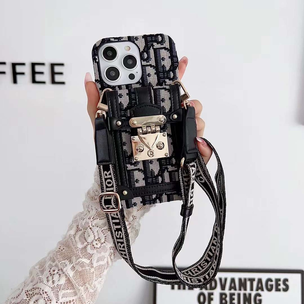 Điện Thoại Bao Da Viền Dẻo Nắp Gập Sang Trọng Kèm Ngăn Đựng Thẻ & Dây Đeo Cho iphone 14 pro max 15 13 12 11 pro max