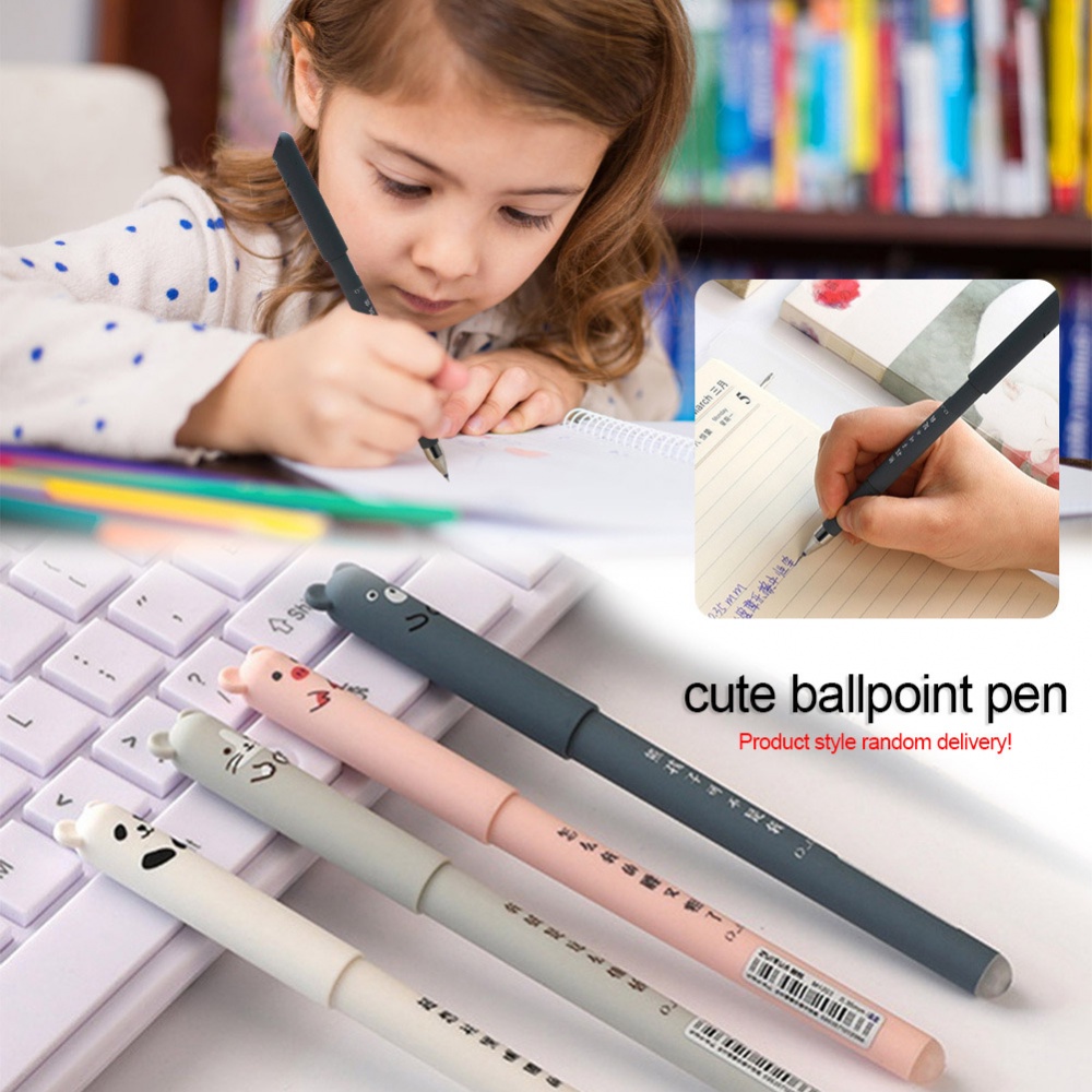 Set 4 Bút Bi Ngòi 0.35mm Hình Động Vật Dễ Thương