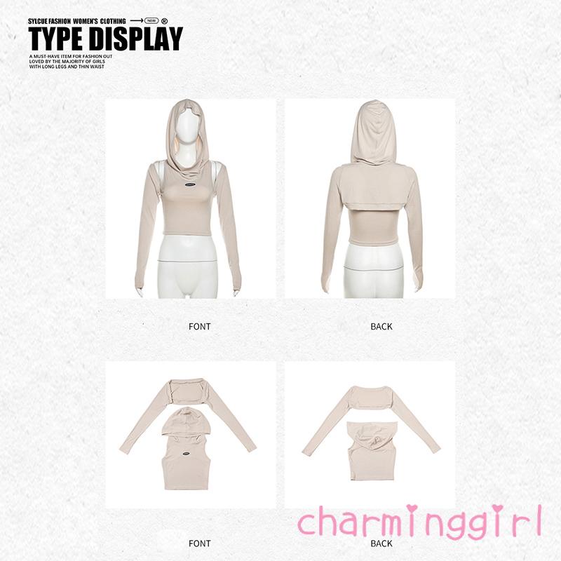 Set Áo Croptop Sát Nách Có Nón + Quần Dài Thời Trang Nữ